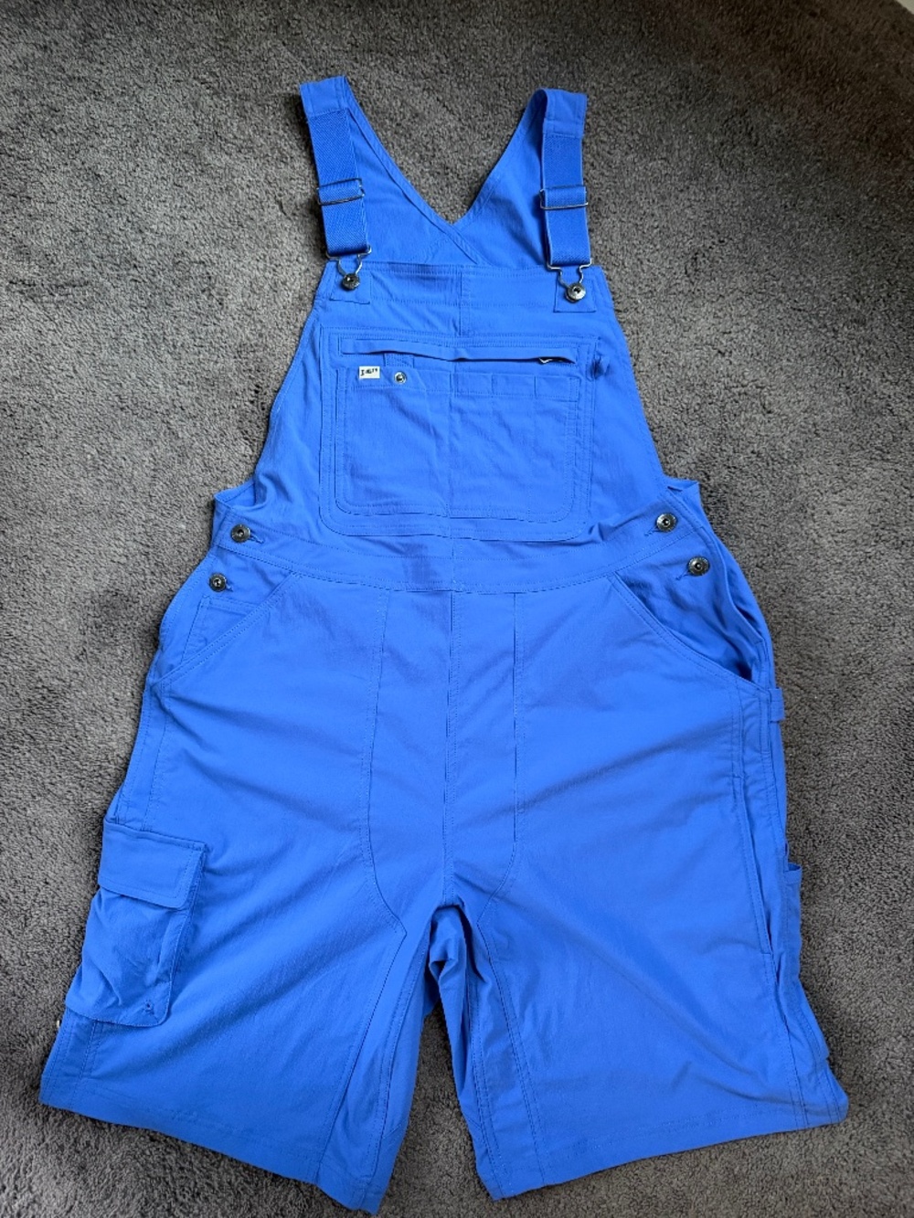 Duluth Trading Blue Iris Heirloom Gardening Shorts Overalls Shortalls Garden L